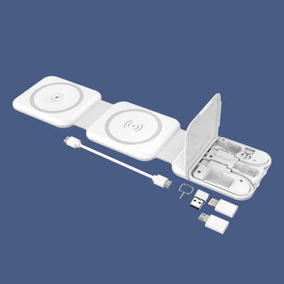 Magnetische twee-in-één draadloze oplader met USB en Micro Lightning SMI-kaart ejector