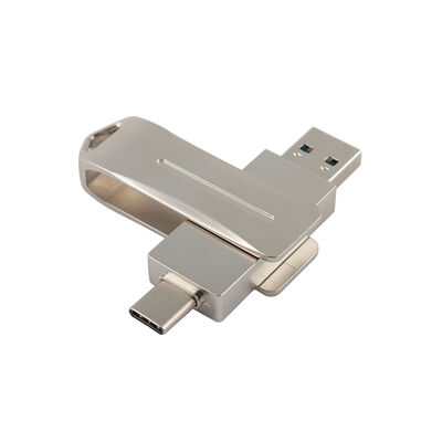 Silver Metal Usb Flash Drive With Type C Use By Phone And Computer Type C Port