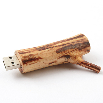 De boomwortel vormt Houten USB-flashstation 256GB het In reliëf maken Embleem
