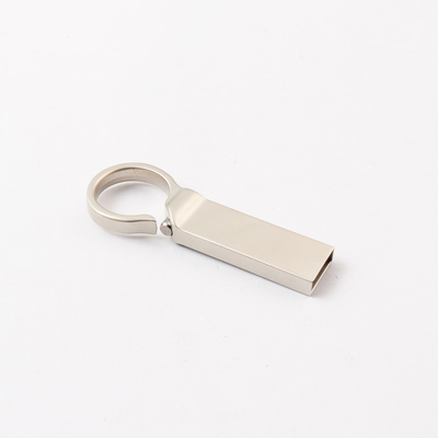 Custom Logo Zilver Matt Metal USB Flash Drive 2.0 64GB 128GB 20MB/S Met Sleutelhanger