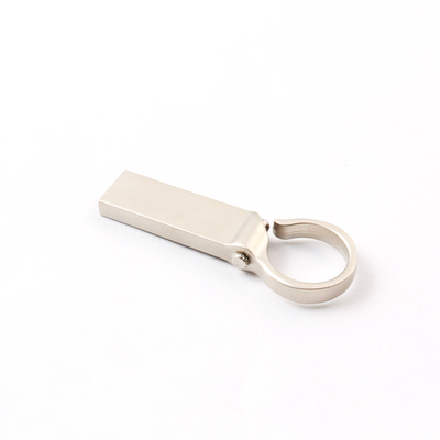 Custom Logo Zilver Matt Metal USB Flash Drive 2.0 64GB 128GB 20MB/S Met Sleutelhanger