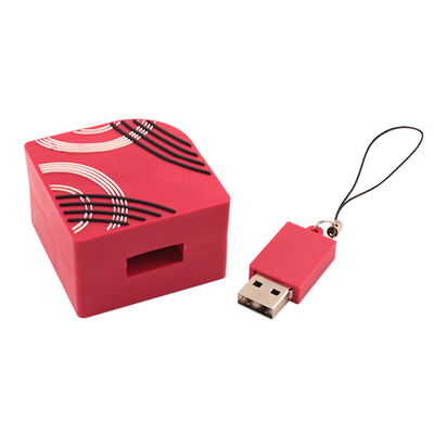 Aangepaste siliconen USB-flashdrive volkleurige afdruk rechthoekige vorm 128 GB capaciteit