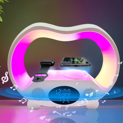 15W snel opladen luidspreker Draadloos oplader met gekleurde lichten en Bluetooth ABS materiaal