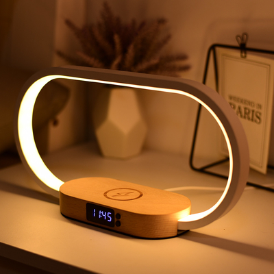 Recyclebare materialen Draadloos oplader Houten oplader Snel opladen met klok en licht