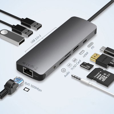 USB 3.0 Station USB C Hub Smart Adapter / geheugenkaart Hub met 5 Gbps gegevensoverdracht