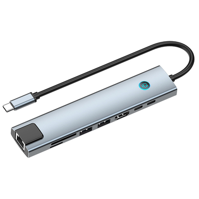 Multi-Port HUB Adapter met geheugenkaartlezen en aluminium lichaam