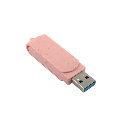 Type C USB Flash Drives Roze plastic met stro, recyclebaar materiaal en aangepast logo