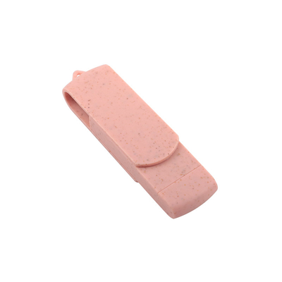 Type C USB Flash Drives Roze plastic met stro, recyclebaar materiaal en aangepast logo