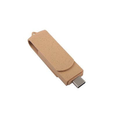 Persoonlijke Vibrant Beige USB met laser gegraveerd logo Recyclebare materialen