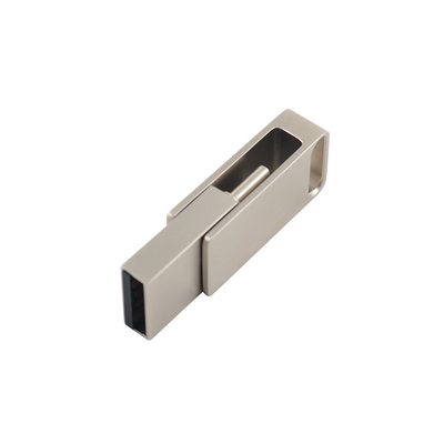 Waterdichte zilveren metalen USB-flashdrive met USB 2.0 en type C-gravering en afdruk van logo