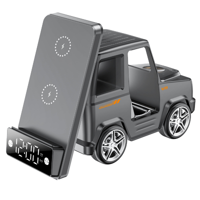 Koele draadloze oplader in de vorm van een auto Snelle opladen voor iPhone Airpods IWatch