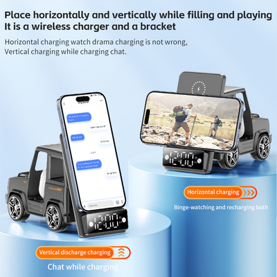 Koele draadloze oplader in de vorm van een auto Snelle opladen voor iPhone Airpods IWatch
