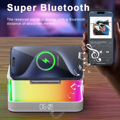 Qi-enabled draadloos oplader en Bluetooth luidspreker met kleurrijke lichten Compatibiliteit Qi-enabled apparaten