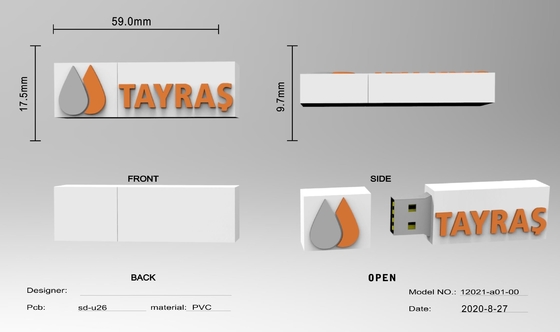 10 jaar gegevensbewaring Gepersonaliseerd USB-geheugen met 2 uur kunstwerktijd