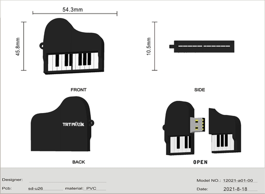 Persoonlijke USB-flashdrive met 64 GB capaciteit en USB 2.0-interface in 7-9 dagen gemaakt van PVC of siliconen materiaal