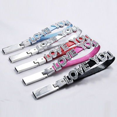Van de de Juwelenstijl van de alfabetarmband van het Kristalusb de Stokmetaal 64GB 128GB