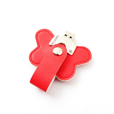 Bloem Gevormd Leerusb-flashstations 32GB 256GB het In reliëf maken Embleem