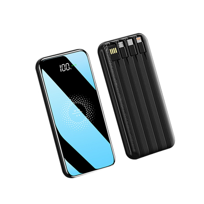 Hoge snelheid 10000 MAH Power Bank 4 Kabel met Één van de Lichaamsdruk/Gravure EMBLEEM