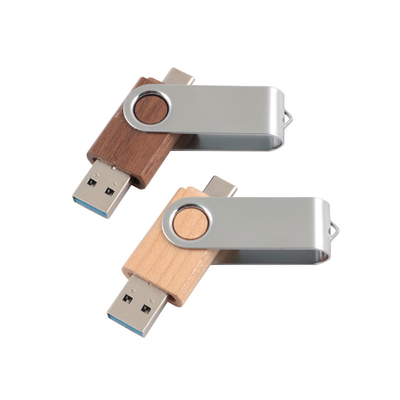 USB A en Type C samen Houten geheugen USB met 0°C tot 60°C werkbereik