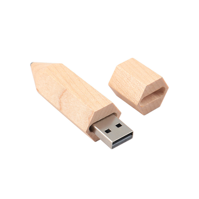 Maple Wood Pen in de vorm van een USB-geheugenstick Custom Logo Print of Embossing