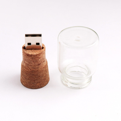 Van het het USB-flashstationfles Gevormde Glas van 16GB 32GB 64GB Houten de Wijnkurk