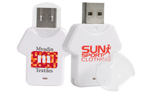 Van de Stok16gb 32GB witte usb van USB van t-shirtvormen Plastic de flitsaandrijving 2,0 3,0 ROHS